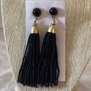 Stella dot Gita beaded earrings . Black tassel .
